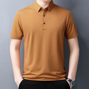 L桑蚕丝无短袖 YD8099 衫 男半士商务休闲薄纯色款 恤 夏季 痕袖 新款