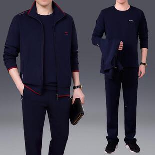 748爸装 三件春秋户外套休45 男健身服 男士 中闲老年爸运动套装