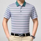 爸892 恤男商领务松宽翻中年装 爸大码 夏季 真丝衫 桑蚕丝短袖