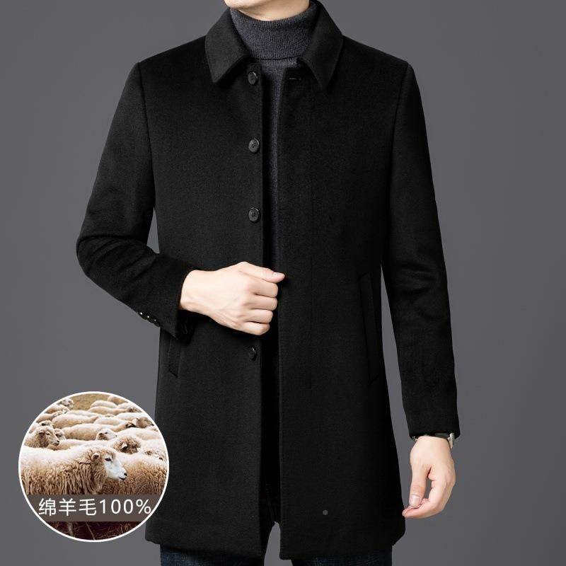 冬装男士全套羊3F29-PP绒大衣商休务闲中长款羊毛呢子保暖高档外