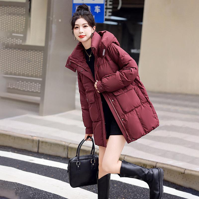 时羽绒服女款冬中长款新小子韩版宽松尚洋气保ZAI5395S暖白个鸭绒