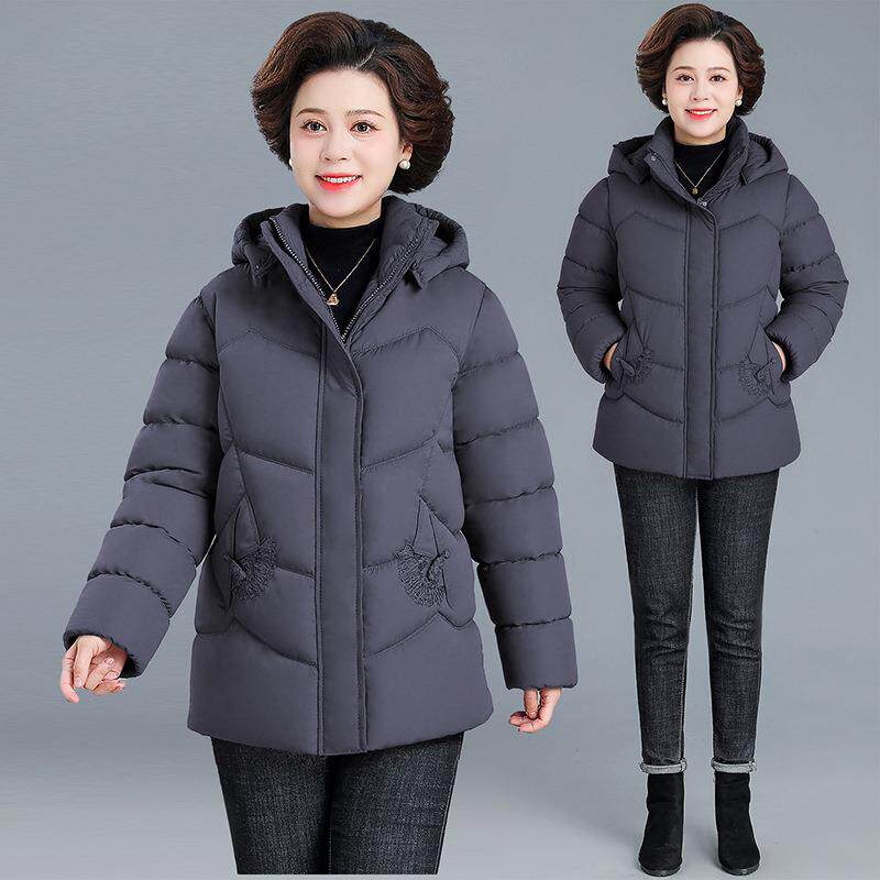 棉服年厚新款女冬季宽松中加绒加30-3614棉袄老年棉衣妈妈装保暖
