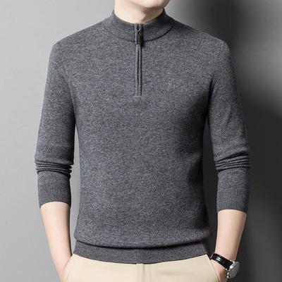 冬季年男羊绒羊衫商务休闲时尚86532-BN拉链领加厚款中套头针织毛