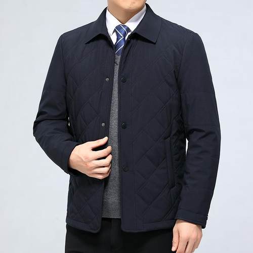 男士棉服短款装夹松克冬中老年2183-3-U轻便商务保暖外套翻领宽袄