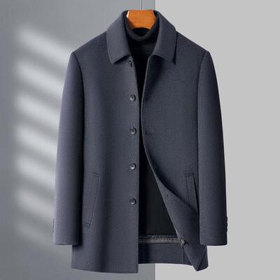 商男士双面尼秋11208务冬季高品质大衣新闲款休中年男士外套爸爸