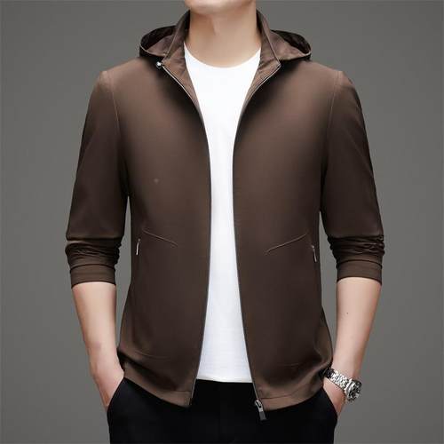 春青秋新9966-C-B款男夹宽装休闲连帽上衣时尚中年男士帅气松克外