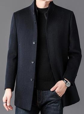 秋冬季新士款11518W7男羊毛大衣立领可拆绒内胆中年羽爸装保暖毛