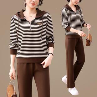 运动套装女春秋新款减龄品牌卫衣966084连帽宽件松跑服步士休闲两