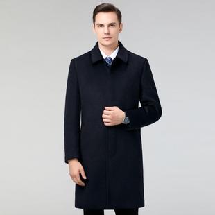 中老羊绒大衣男中长装款保暖可年羽绒内胆中年脱爸爸羊毛呢子9962