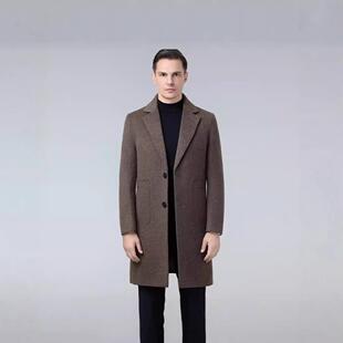 呢羊毛衣中长纯色单排男扣毛呢外套风衣男24816 双面款 式 秋冬款