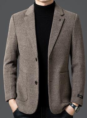毛西服羊毛外L96899-W男秋冬季士加套厚韩版修身夹克西装男商务休