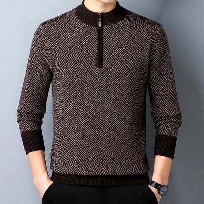 士针加厚保暖羊毛男秋2630-KK冬新衫款拉链立领羊毛衣织衫套头打
