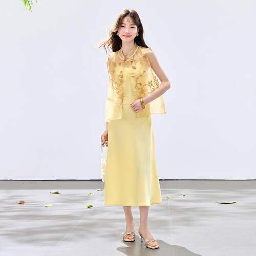 季领新款女装气质绣花夏立甲年吊带裙两件套时尚减马ZYANG70龄连