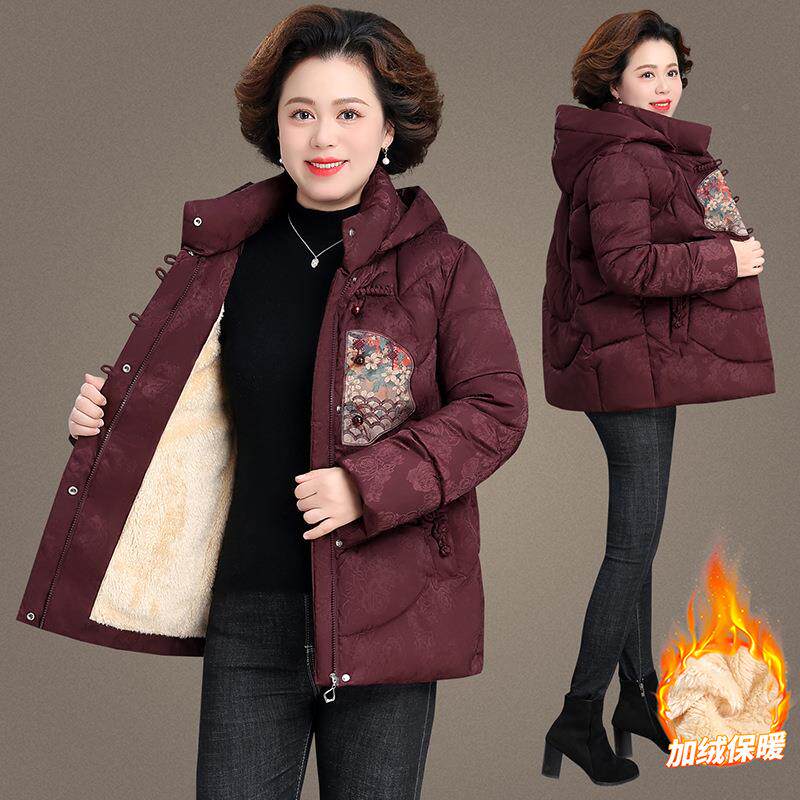 加妈妈羽绒服新款厚中年妇女洋气外套9888470棉女多岁老年人棉袄