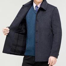 老冬季绒羊套大衣男士中长款中年爸爸装羽绒服羊毛呢子1807-OP外