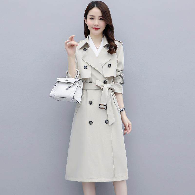 秋春季女ZY680-07新韩版品气质宽松显瘦长款双排扣系带式风衣外套