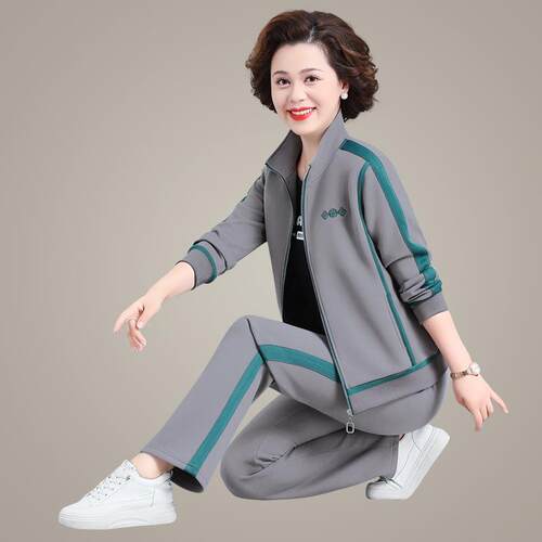 年女士秋秋装立领外套气三件套春新洋款中老年妈妈82041435休闲运