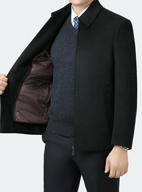 新款高端季羊毛毛呢夹克子男厚短款秋冬加商务休闲翻领98812-M保