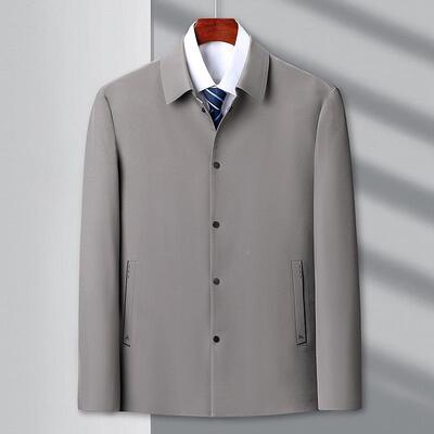 桑蚕丝克男政春秋季商务休闲领爸爸装夹行翻风5188-0衣中年男士外