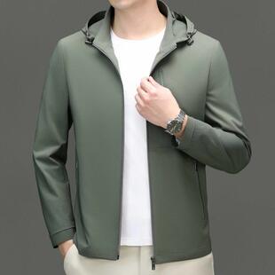 务纯百搭春秋色 C可拆卸帽外衣经典 秋季 连帽克外套男商休夹闲8782