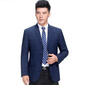 羊毛西装 商休闲单件西服上衣男中年爸爸务格子单西春秋A1873毛料