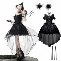 Original official Star Swan Dream lolita dark Gothic style girl dress, wedding daily short-sleeved dress thumbnail 2