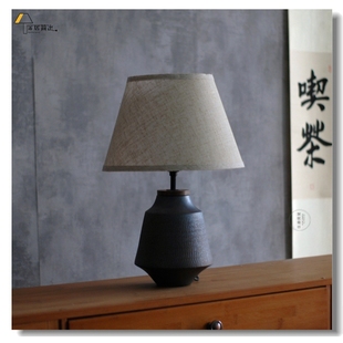 侘寂风台灯 景德镇艺术陶瓷花瓶装饰灯具 书房卧室民宿酒店床头灯