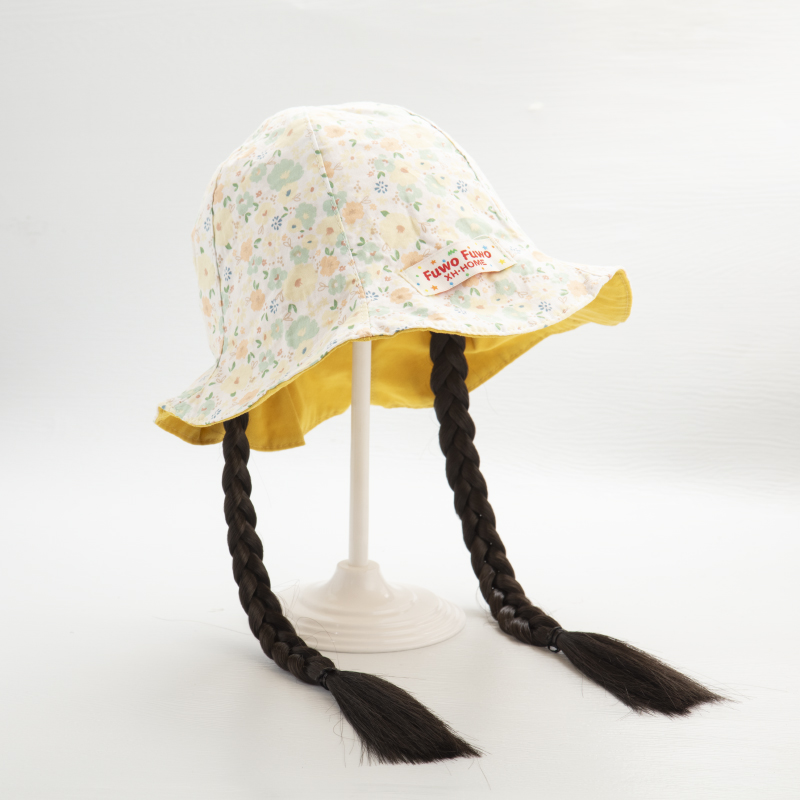 新款春夏假发帽儿童薄款太阳帽小女孩可爱公主帽网红防晒花边帽子