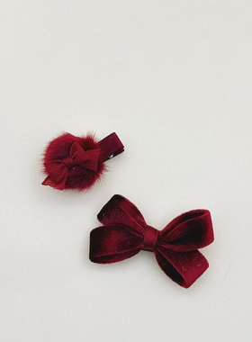 宝宝红色蝴蝶结全包布发夹儿童发卡不伤发婴儿bb夹女童过年头饰