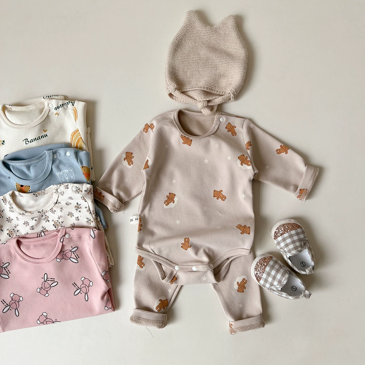 婴幼儿三角爬服韩版男女宝宝碎花连体服春秋包屁衣哈衣护肚裤套装