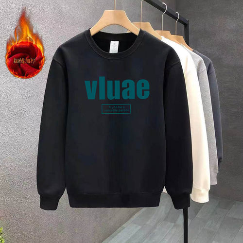 美式潮牌圆领加厚卫衣男加绒外套