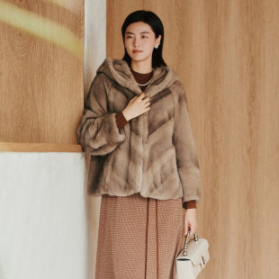 水貂毛皮草外套女 高级轻奢短款 8E42C0792 专柜新款 歌蒂诗冬季