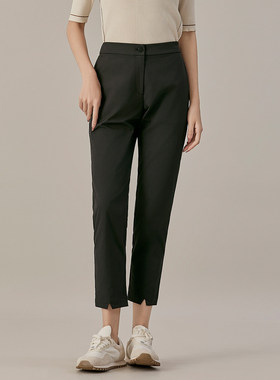 歌蒂诗夏季专柜新款简约舒适休闲百搭经典黑色9分裤3D26K8902