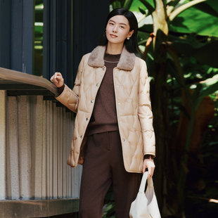 1E42P6715 水貂毛领保暖防风皮衣羽绒服 歌蒂诗冬专柜新款 时尚