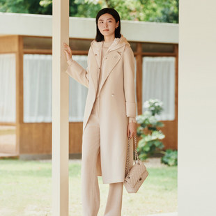 1E41D3734 通勤简约气质米白色羊毛大衣 歌蒂诗冬专柜新款 时尚