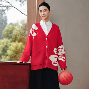 外套女 100%绵羊毛气质宽松开衫 8G10W6501 新款 歌蒂诗2026专柜春季