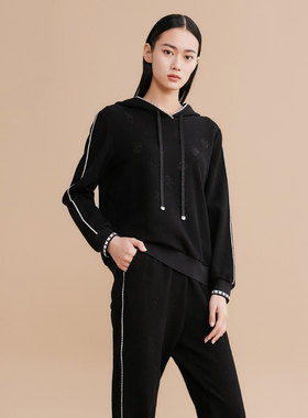 歌蒂诗春季专柜新款简约百搭休闲舒适连帽运动卫衣 1D33S1246