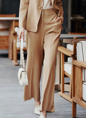 歌蒂诗春季专柜新款时尚通勤简约职场微喇西装裤女 8E32K3813