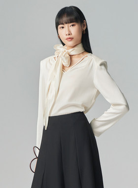 歌蒂诗春季专柜新款简约气质性感V领高级长袖套头衫8E32S1850