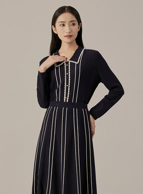 歌蒂诗夏专柜新款气质POLO花边领中袖针织衫女士 1C31Z1504