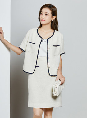 歌蒂诗夏季专柜新款时尚气质小香风短款短袖外套女1D21W5209