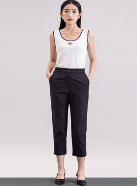 歌蒂诗春季专柜新款时尚通勤纯色百搭休闲烟管裤女 1D14K9003