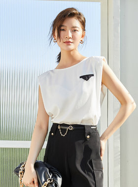 歌蒂诗夏季专柜新款简约百搭宽松无袖T恤背心上衣女8C22S0184