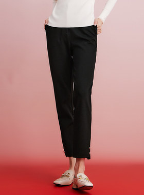 歌蒂诗春季专柜新款经典百搭休闲舒适简约黑色9分裤1D33K9232