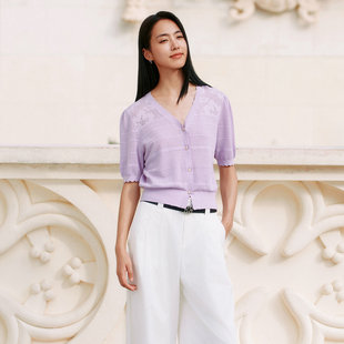 女 简约气质休闲百搭舒适毛织衫 1F22Z1606 专柜新款 歌蒂诗夏季