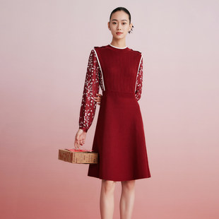 1D33L1518 拼接收腰显瘦连衣裙 歌蒂诗春专柜新款 优雅气质时尚