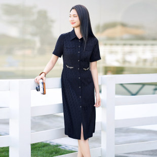 连衣裙 歌蒂诗夏专柜新款 饰知性衬衫 气质链条装 1E22L3281 时尚