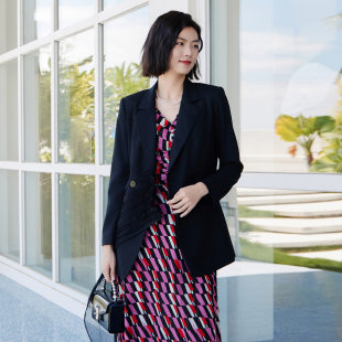 专柜新款 外套 个性 西装 8E10W1869 设计网纱拼接时尚 歌蒂诗春季