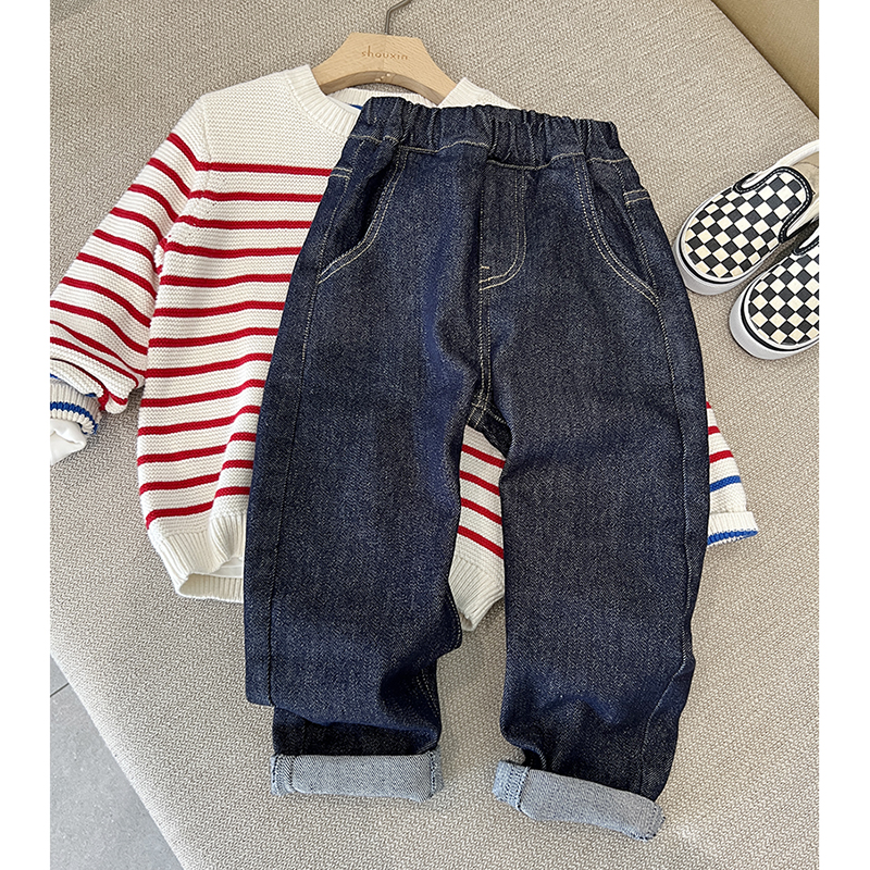 新款 儿童中大童帅气休闲百搭牛仔裤弹力牛仔男童装