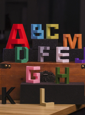 3D立体字母荧光英文10cm多种高度20cm艺术雕塑极简创意桌面摆件